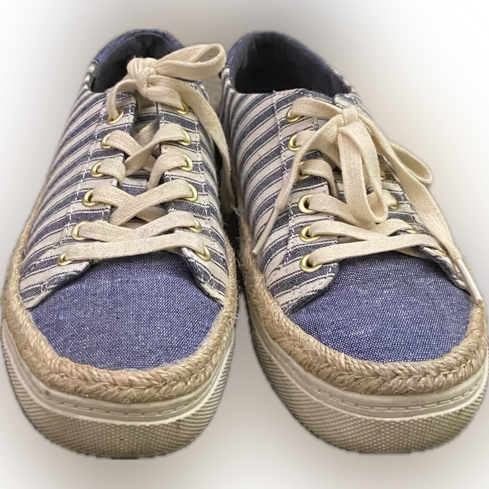 Liz Claiborne Blue and White Striped Sneakers